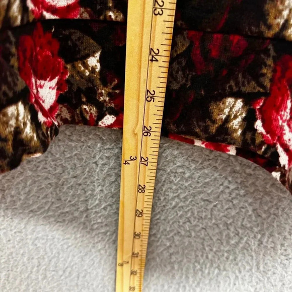 Susan Graver weekend top large red floral abstract cowl neck whimsigoth romantic - Picture 5 of 8